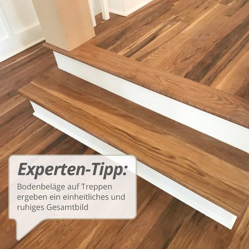 Optische Harmonie zu 100 Prozent!
Wir verlegen den Bodenbelag Ihrer Wahl auf Ihrem Fußboden und auf Ihrer Treppe, so...