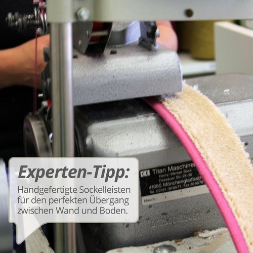 Das Highlight Ihres Teppichbodens!
Handgefertigte Sockelleisten mit einer schlichten oder knalligen Einfassung, ganz...